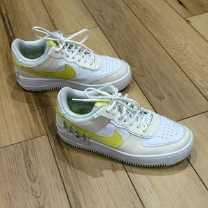 Woman’s Nike AF1 White and Yellow Sneakers with Charms